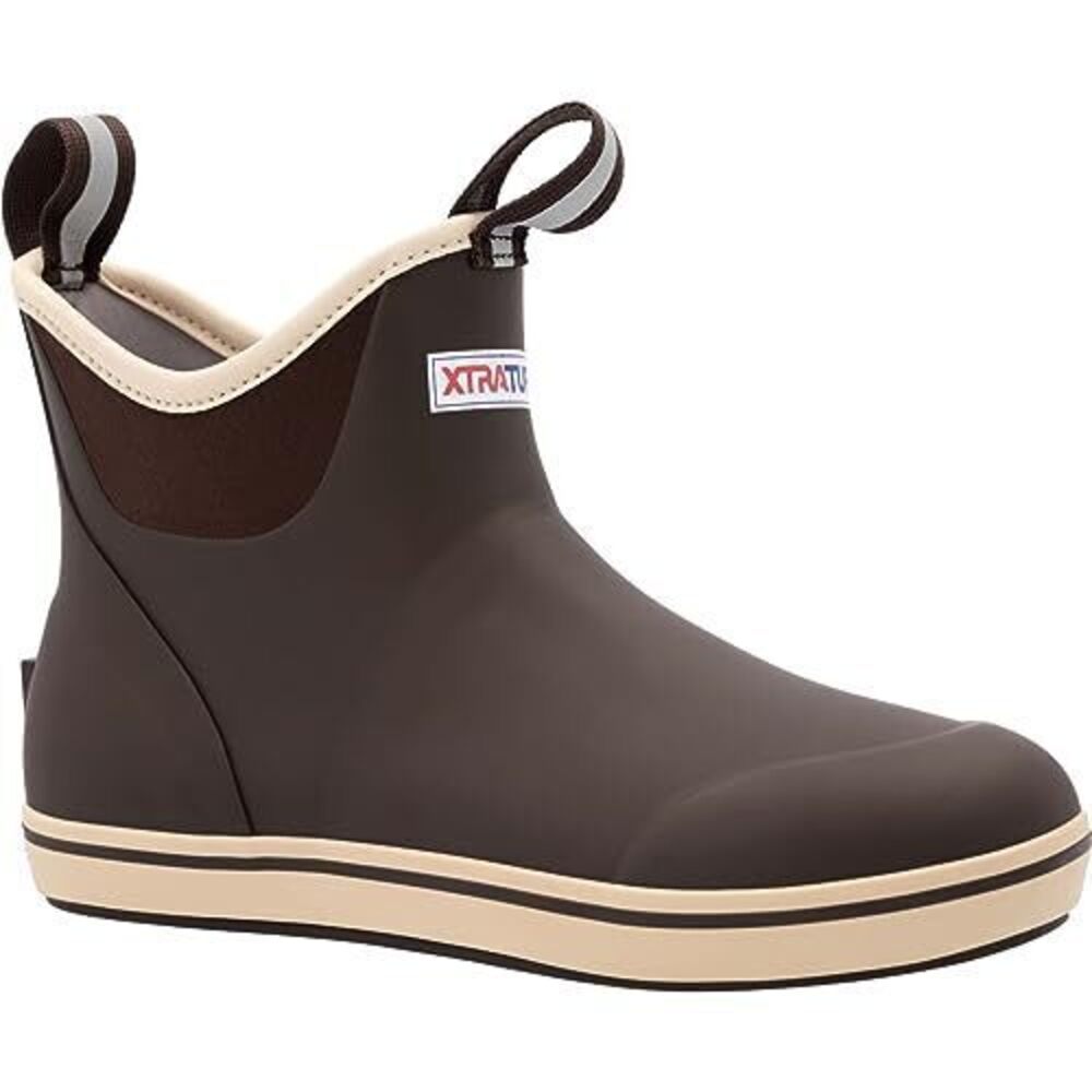 XTRATUF WOMEN'S 6 INCH ANKLE DECK BOOT, BROWN, SIZE 8